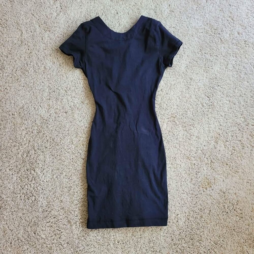 Bodycon Dress Navy‎ Blue Open Back Strappy Short Sleeve Party Cocktail Switch M